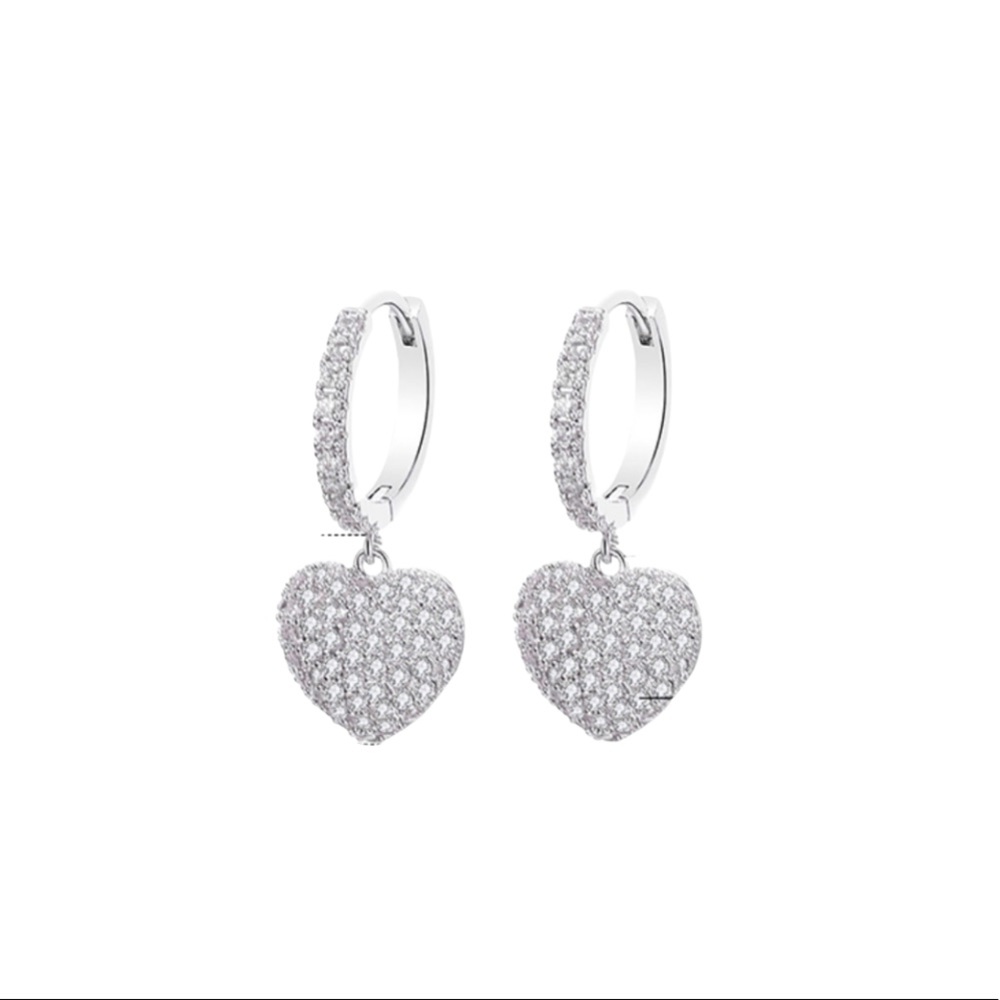 CZ Crystal Heart Drop Earring